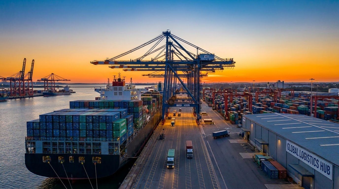 Container vessel at the loading port